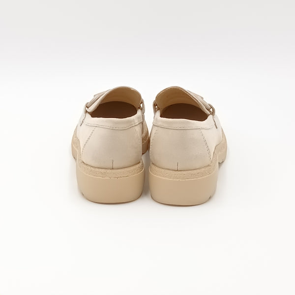 Impronte H23005-2 mocassino beige con fondo platform e morsetto