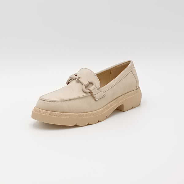 Impronte H23005-2 mocassino beige con fondo platform e morsetto