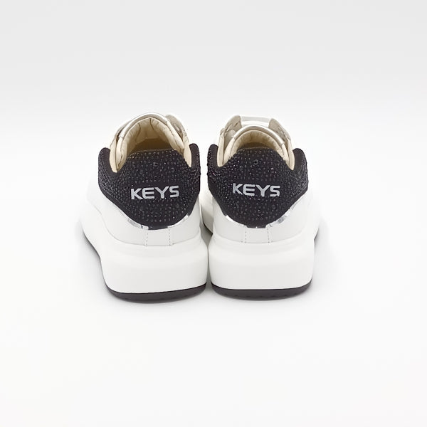 Keys K-9000 sneakers basse colore bianco con strass neri