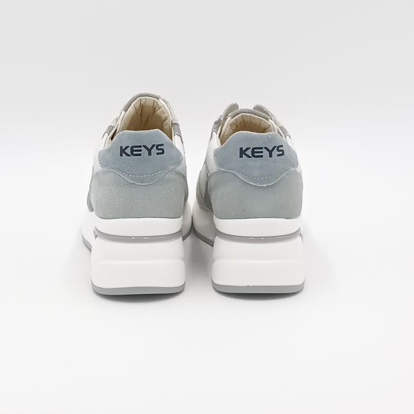 Keys K-9047 sneakers alte in tessuto e pelle bianco/sky