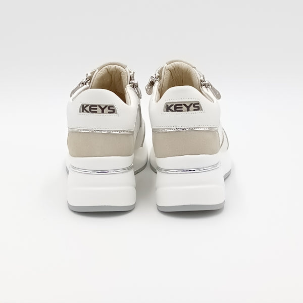 Keys K-9041 sneakers alte in tessuto forato e pelle bianco