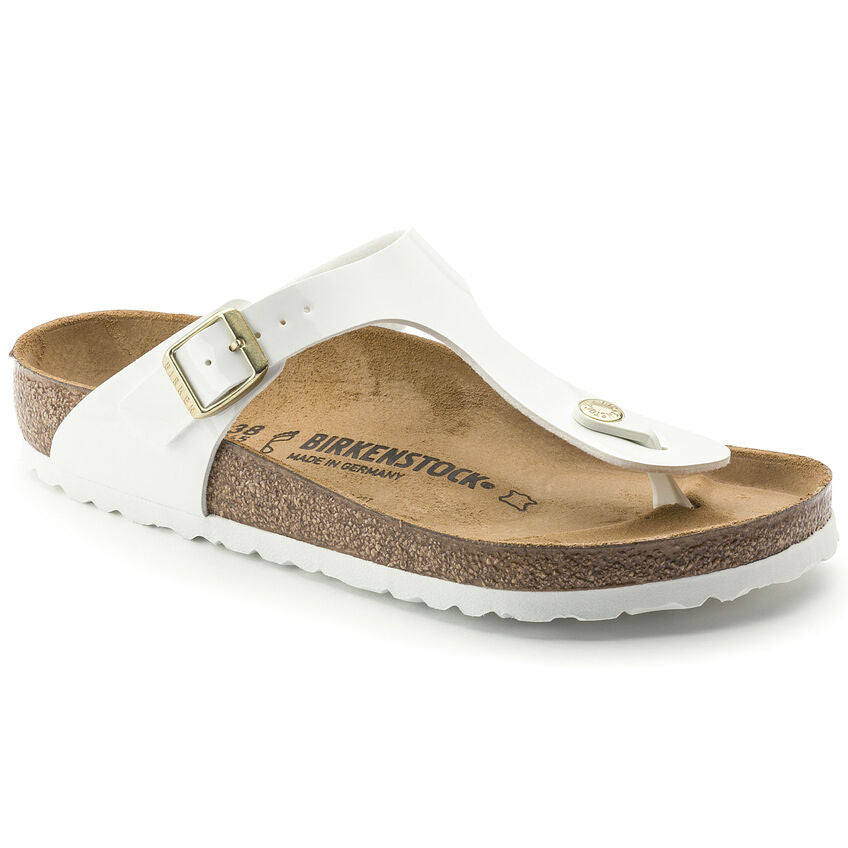 Birkenstock 1005299 sandalo Gizeh birko-flor vernice patent white