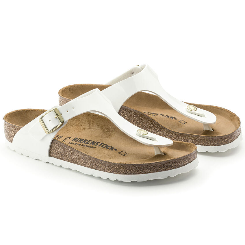 Birkenstock 1005299 sandalo Gizeh birko-flor vernice patent white