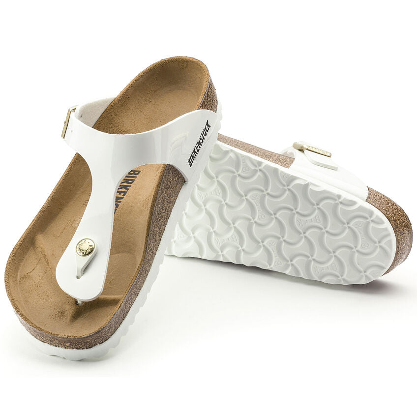 Birkenstock 1005299 sandalo Gizeh birko-flor vernice patent white