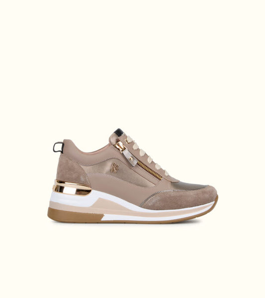 Keys 9811 sneakers con suola alta e zip laterale taupe