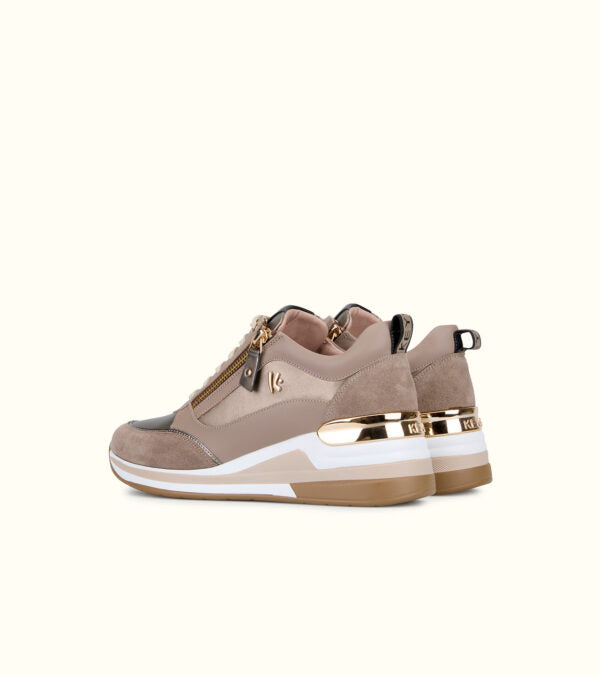 Keys 9811 sneakers con suola alta e zip laterale taupe