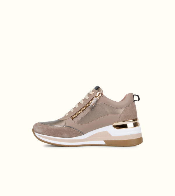 Keys 9811 sneakers con suola alta e zip laterale taupe