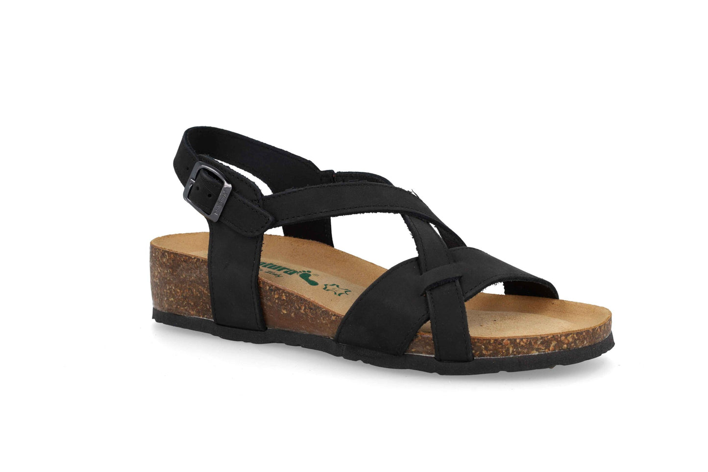 Bionatura 12A826 sandalo donna in nabuk nero